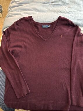 Ralph Lauren V-Neck Sweater in Burgundy